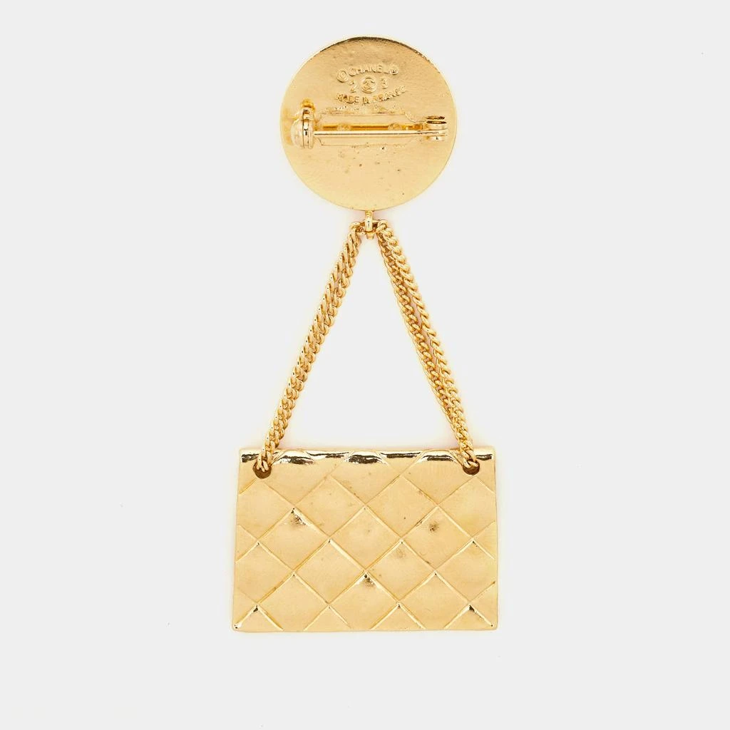 商品[二手商品] Chanel|Chanel Hanging Flap Bag Motif Gold Tone Pin Brooch,价格¥3793,第2张图片详细描述