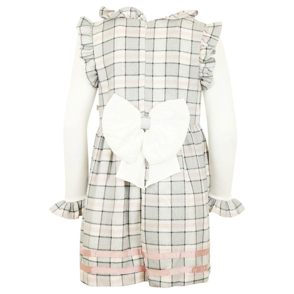 Pink & Grey Check Frill Dress Top & Hairband Set 商品
