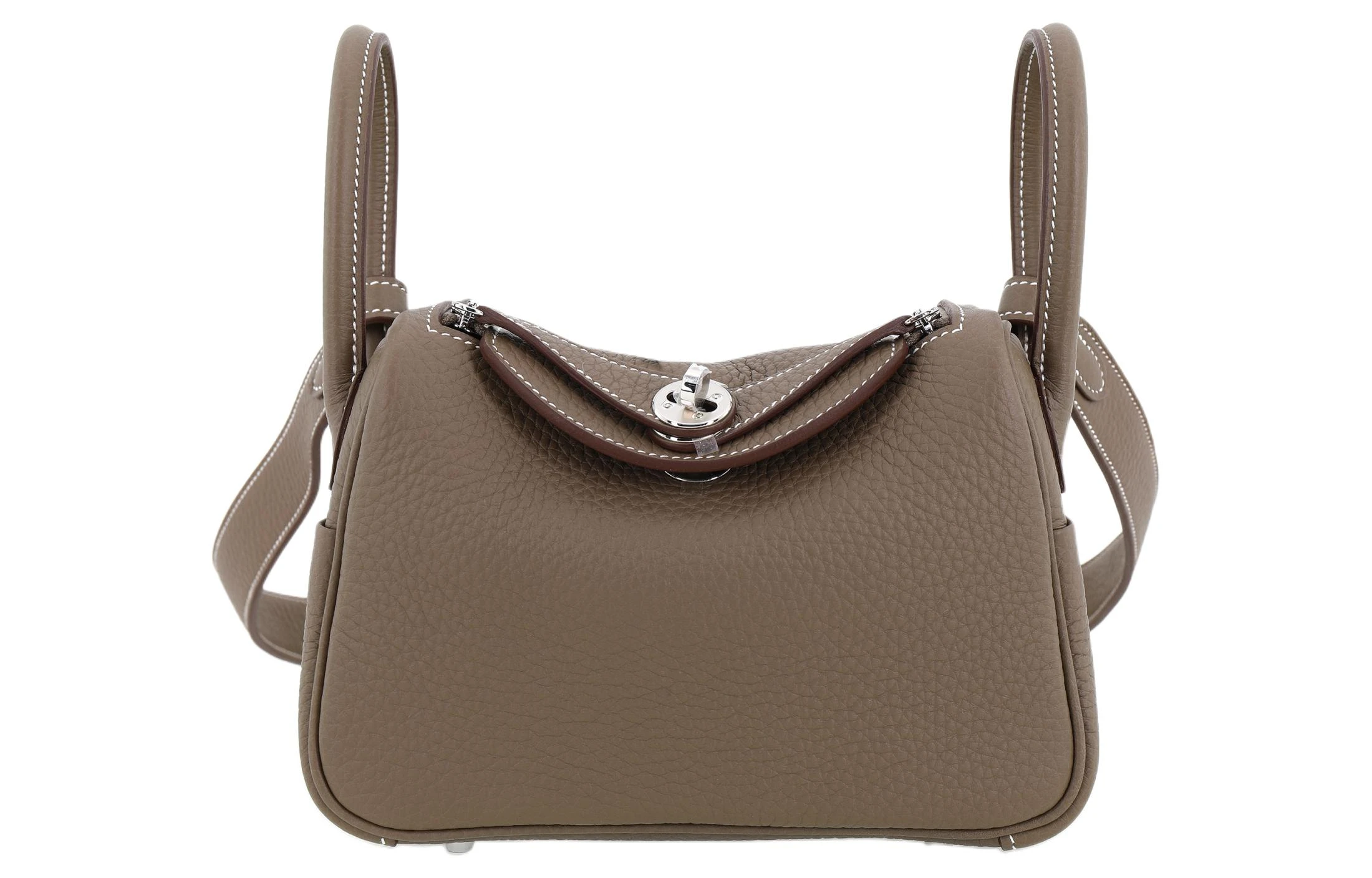 商品[国内直发] Hermes|爱马仕 Lindy 银扣 19 Taurillon Clemence牛皮 手提包单肩包斜挎包 迷你 女款 18 Etoupe大象灰,价格¥100522,第1张图片