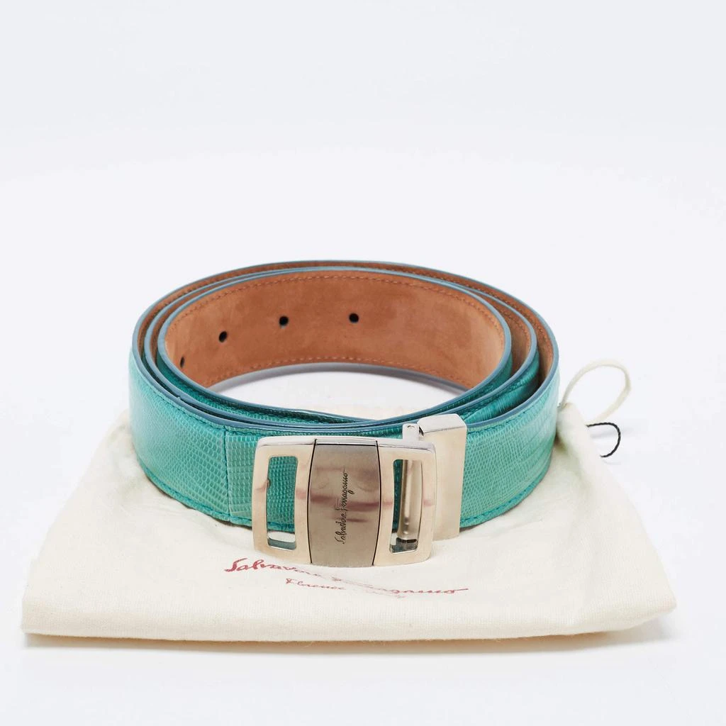 商品[二手商品] Salvatore Ferragamo| Salvatore Ferragamo Turquoise Green Lizard Buckle Belt 105CM,价格¥2421,第5张图片详细描述