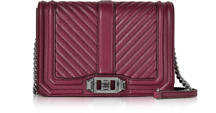 商品Rebecca Minkoff|甜菜色雪佛龙绗缝皮革小号Love 斜挎包,价格¥1127,第1张图片