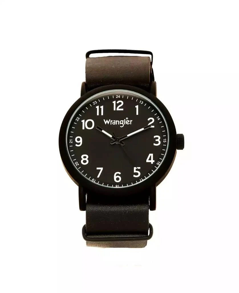 商品Wrangler|Men's Watch, 51MM IP Black Case with Black Dial, Black Arabic Numerals with Black Hands, Black Nato Strap, Analog, Black Second Hand,价格¥194,第1张图片