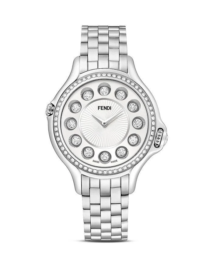 商品Fendi|Fendi Crazy Carats Stainless Steel Rotating Gemstones Watch with Diamond Bezel Dial, 38mm,价格¥43353,第3张图片详细描述