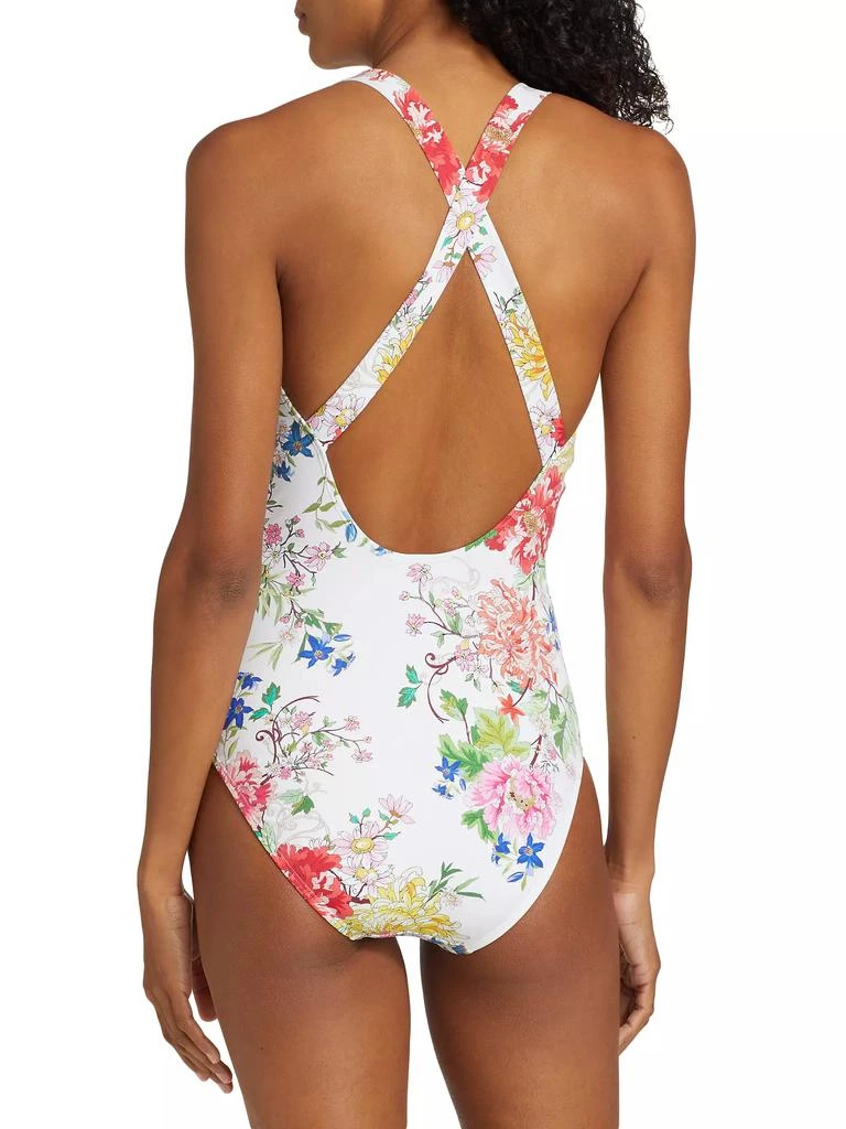 商品Johnny Was|Metalli Giorno Crossback One-Piece Swimsuit,价格¥597,第4张图片详细描述