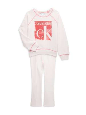 商品Calvin Klein|Little Girls 2-Piece Sweatshirt & Pants Set,价格¥113,第1张图片