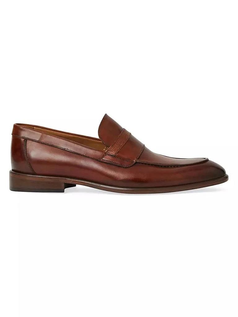 商品Bruno Magli|Silvestro Burnished Leather Loafers,价格¥2963,第1张图片