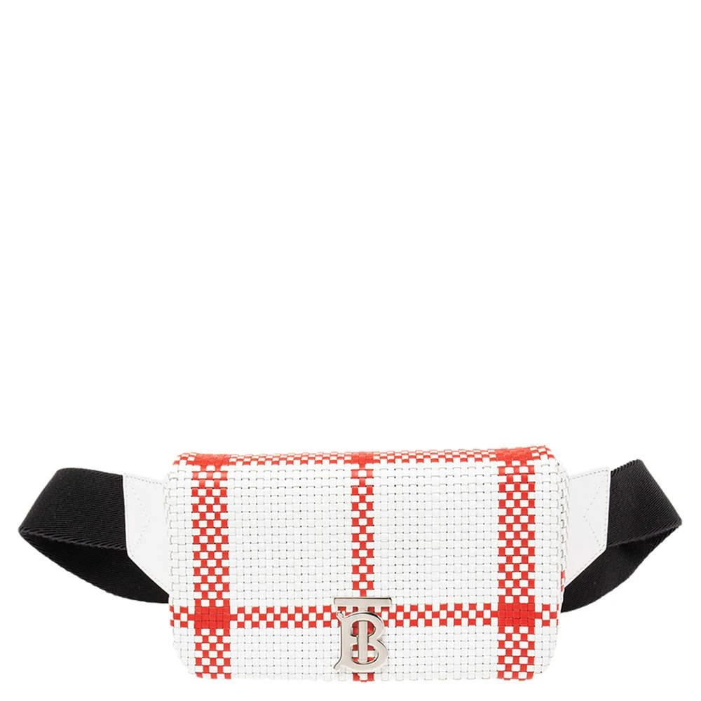 商品Burberry|Burberry White/Red Woven Leather TB Lola Belt Bag,价格¥4927,第1张图片
