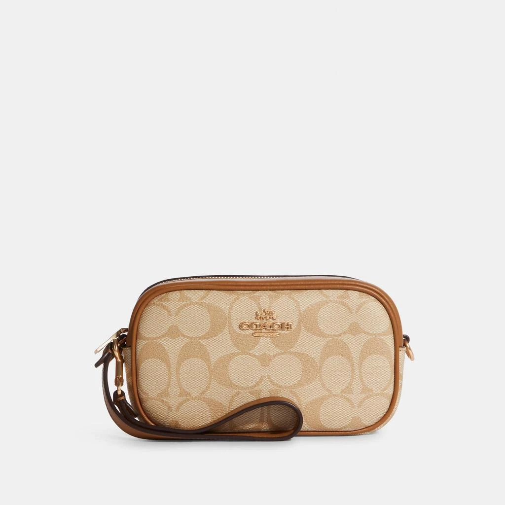 商品Coach|Coach Outlet Jamie Wristlet In Signature Canvas,价格¥618,第1张图片