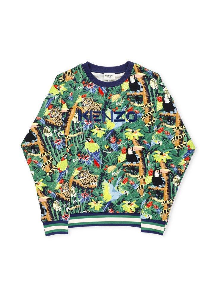 商品Kenzo|Kenzo Kids Tropical-Print Logo Embroidered Crewneck Sweatshirt,价格¥589-¥860,第1张图片