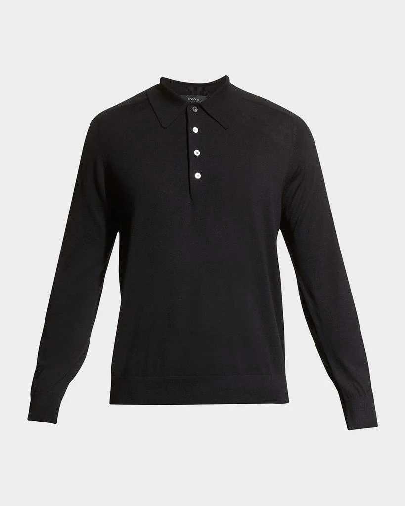 商品Theory|Men's Regal Wool Long-Sleeve Polo Shirt,价格¥850,第1张图片