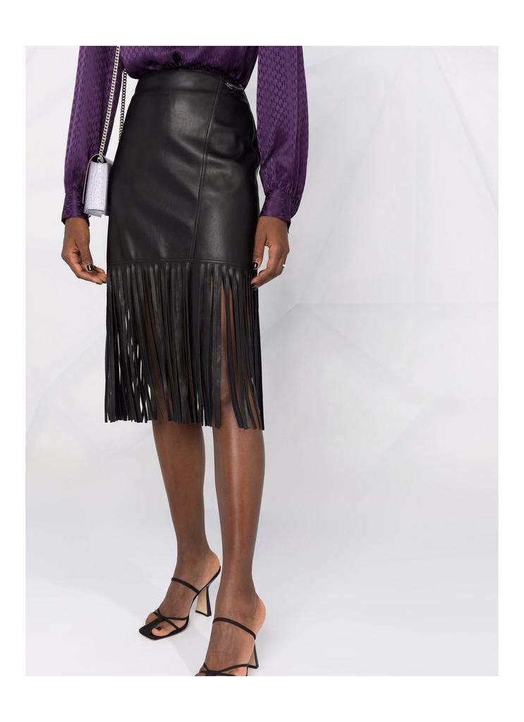 faux leather skirt w/ fringes商品第5张图片规格展示