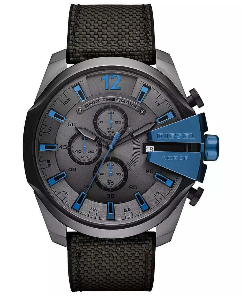 商品Diesel|Men's Chronograph Mega Chief Gray Nylon Strap Watch 51mm,价格¥1507,第1张图片