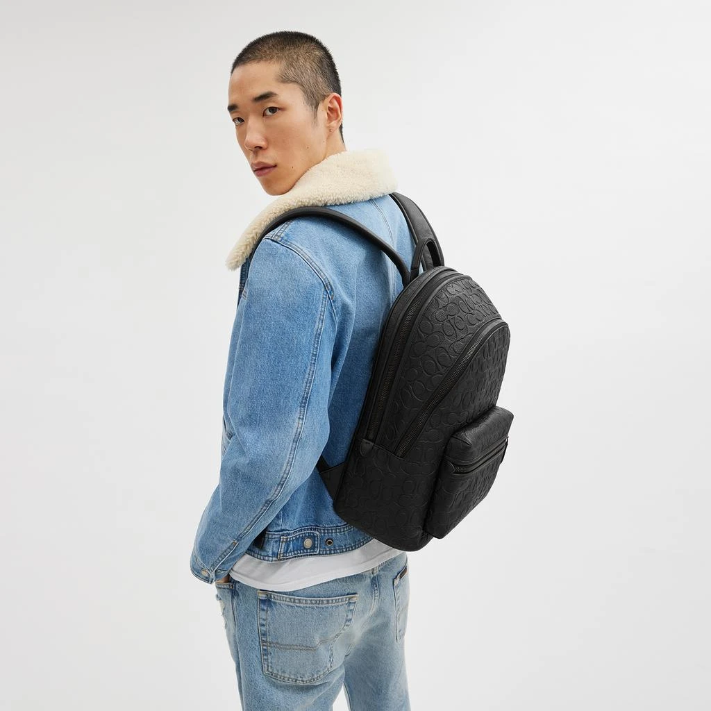 商品Coach|Coach Charter Signature Debossed Pebble Leather Backpack,价格¥6120,第2张图片详细描述