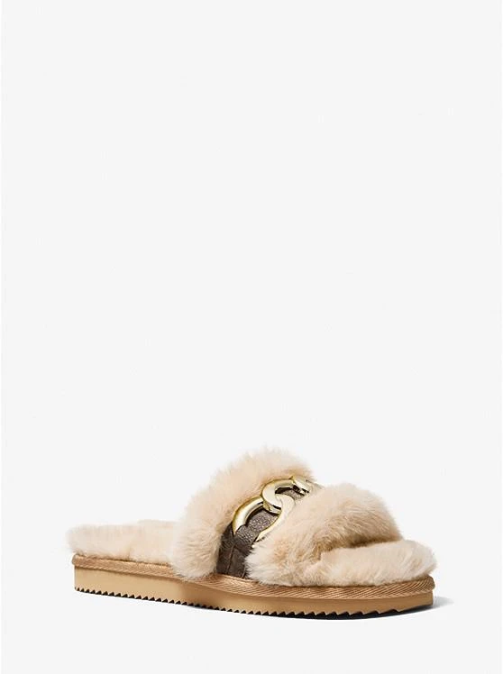 商品Michael Kors|Scarlett Chain Link Faux Fur Slide Sandal,价格¥291,第1张图片