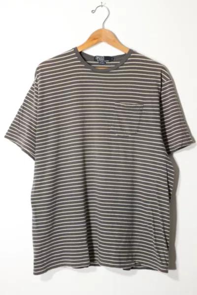 Vintage 1980s Polo Ralph Lauren Striped Crewneck T-shirt Made in USA商品第1张图片规格展示