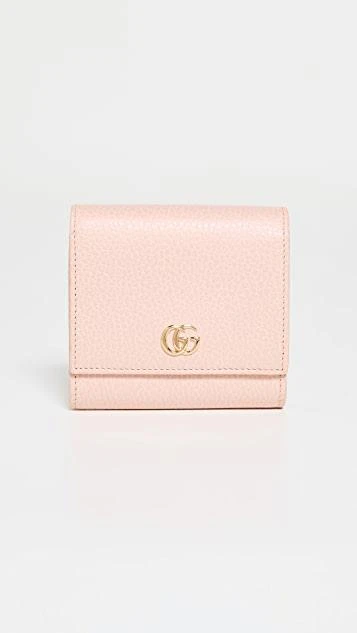 商品[二手商品] What Goes Around Comes Around|Gucci 粉色皮革 Gg Marmont 紧凑钱包,价格¥3414,第1张图片