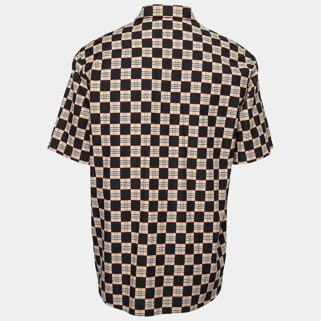 商品[二手商品] Burberry|Burberry Black & Beige Checkerboard Printed Cotton Short Sleeve Shirt M,价格¥1346,第4张图片详细描述