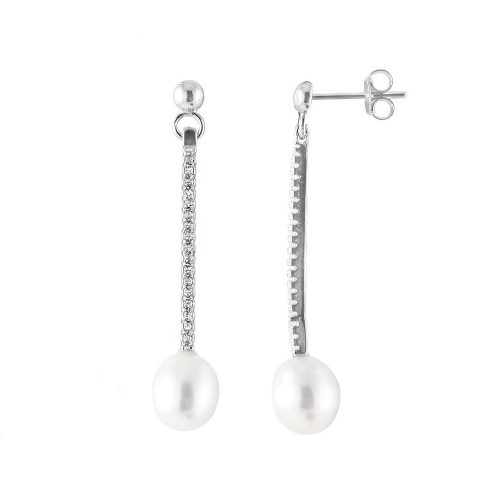 商品Splendid Pearls|Dangling Sterling Silver 7.5-8mm Freshwater Pearl Earrings,价格¥169,第1张图片