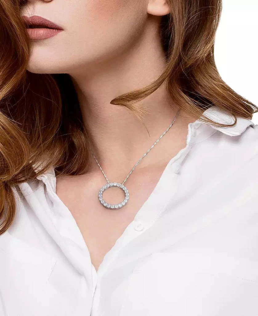 商品Macy's|Lab-Grown Moissanite Circle 17" Pendant Necklace (2-1/5 ct. t.w.) in 14k White Gold,价格¥18547,第3张图片详细描述