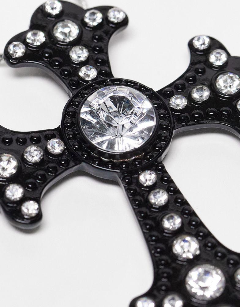 商品Reclaimed Vintage|Reclaimed Vintage necklace with oversized cross in black,价格¥114,第6张图片详细描述