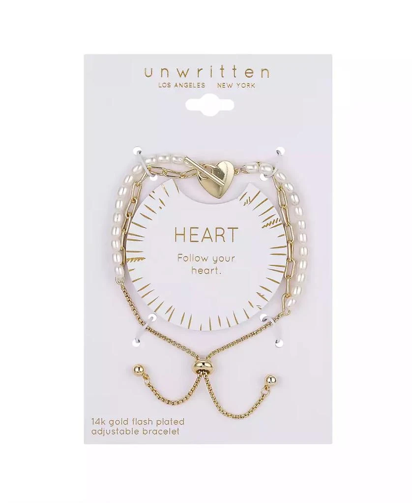 商品Unwritten|Cultivated Pearl and Paperclip Heart Bolo Bracelet,价格¥309,第3张图片详细描述