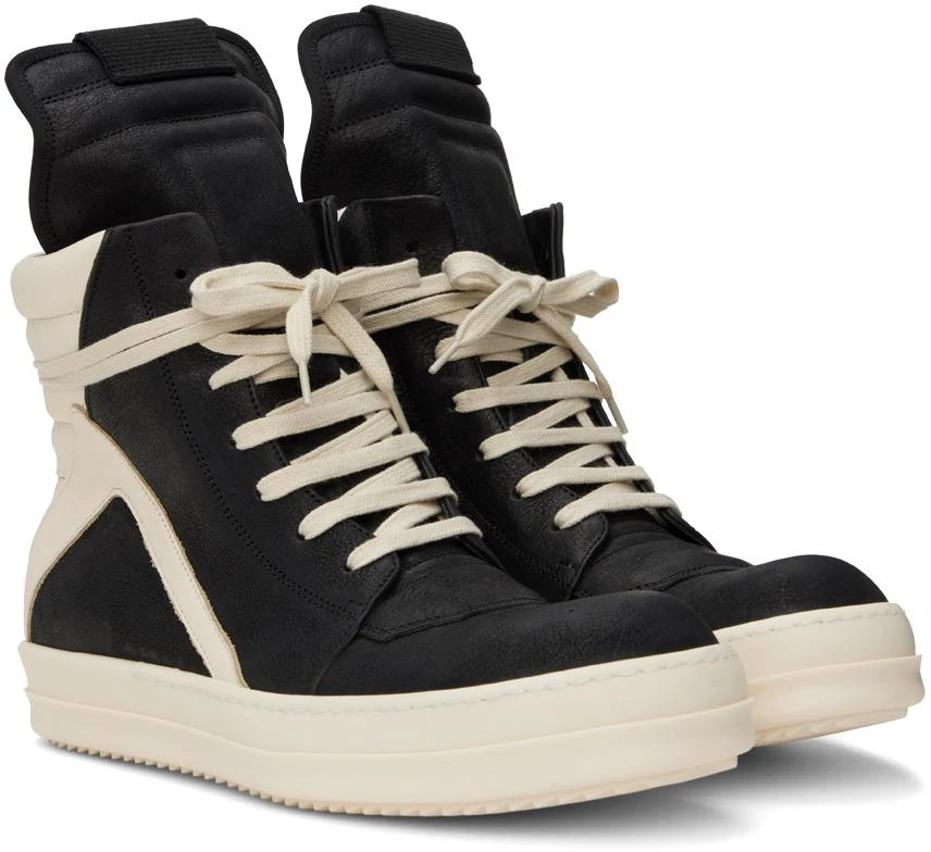 商品Rick Owens|Black & Off-White Geobasket Sneakers,价格¥9390,第4张图片详细描述
