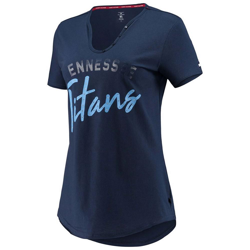 Women's Navy Tennessee Titans Riley V-Neck T-shirt商品第4张图片规格展示