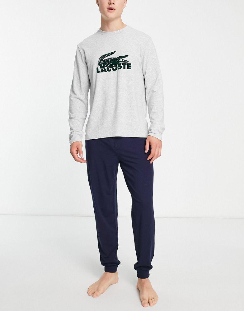 商品Lacoste|Lacoste logo 2 piece lounge pyjamas in navy,价格¥715,第1张图片