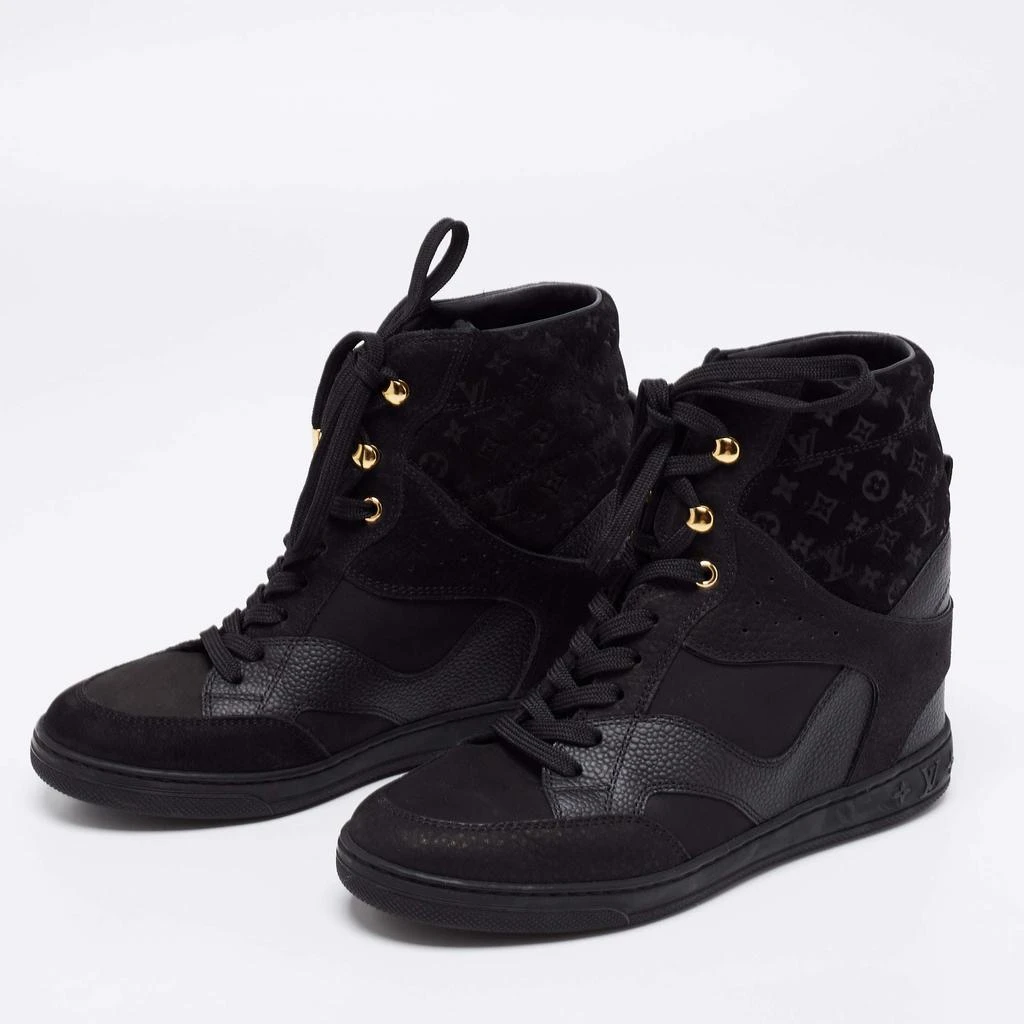 商品[二手商品] Louis Vuitton|Louis Vuitton Black Monogram Empreinte Leather And Suede High Top Sneakers Size 36,价格¥3648,第2张图片详细描述