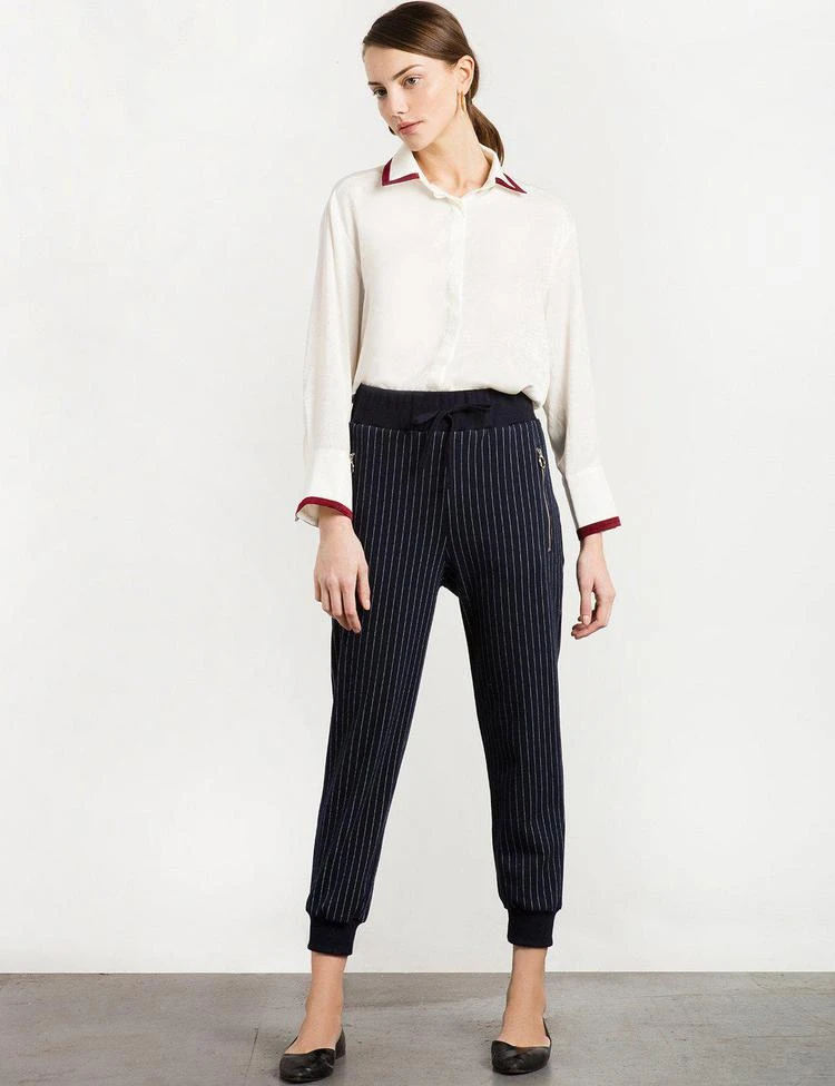 商品Pixie Market|Navy Pinstripe Ring Zipper Sweatpants,价格¥599,第1张图片