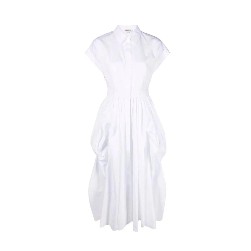 商品Alexander McQueen|Alexander McQueen Cotton Midi Dress,价格¥10216,第1张图片