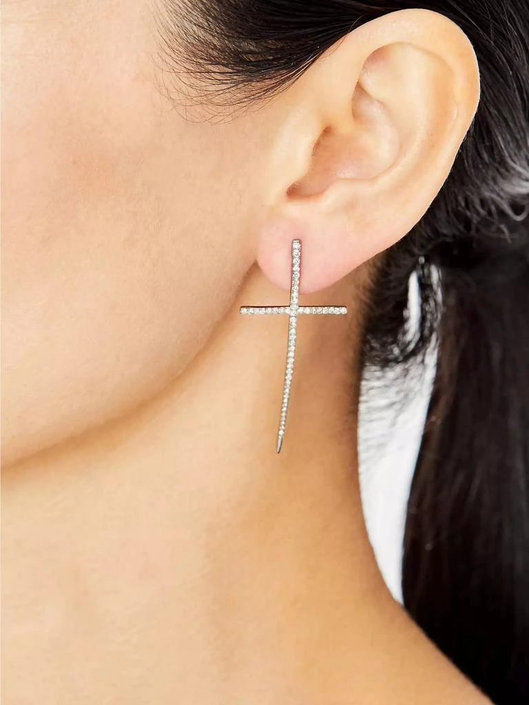 商品Sheryl Lowe|Spike Cross Sterling Silver & 0.65 TCW Diamond Drop Earrings,价格¥3928,第2张图片详细描述