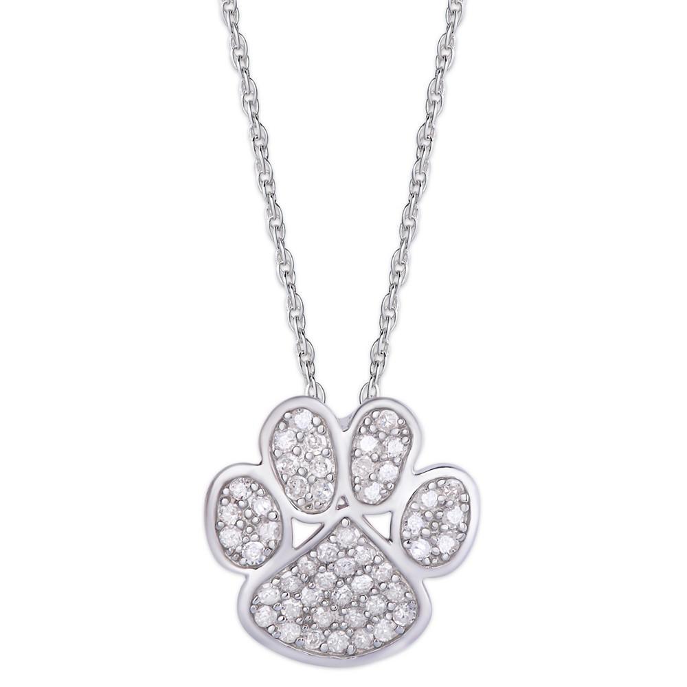 商品Macy's|Diamond 1/4 ct. t.w. Paw Print Pendant Necklace in Sterling Silver,价格¥4298,第1张图片
