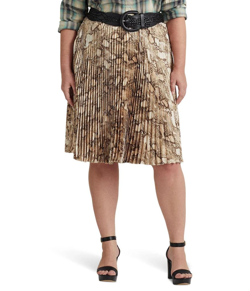 商品Ralph Lauren|Plus Size Snakeskin Print Pleated Charmeuse Skirt,价格¥584,第1张图片