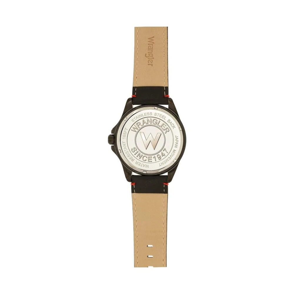 商品Wrangler|Men's Watch, 48MM IP Black Case with Cutout Black Dial, White Arabic Numerals, Black Strap with Red Stitching, Analog , Red Second Hand,价格¥415,第4张图片详细描述