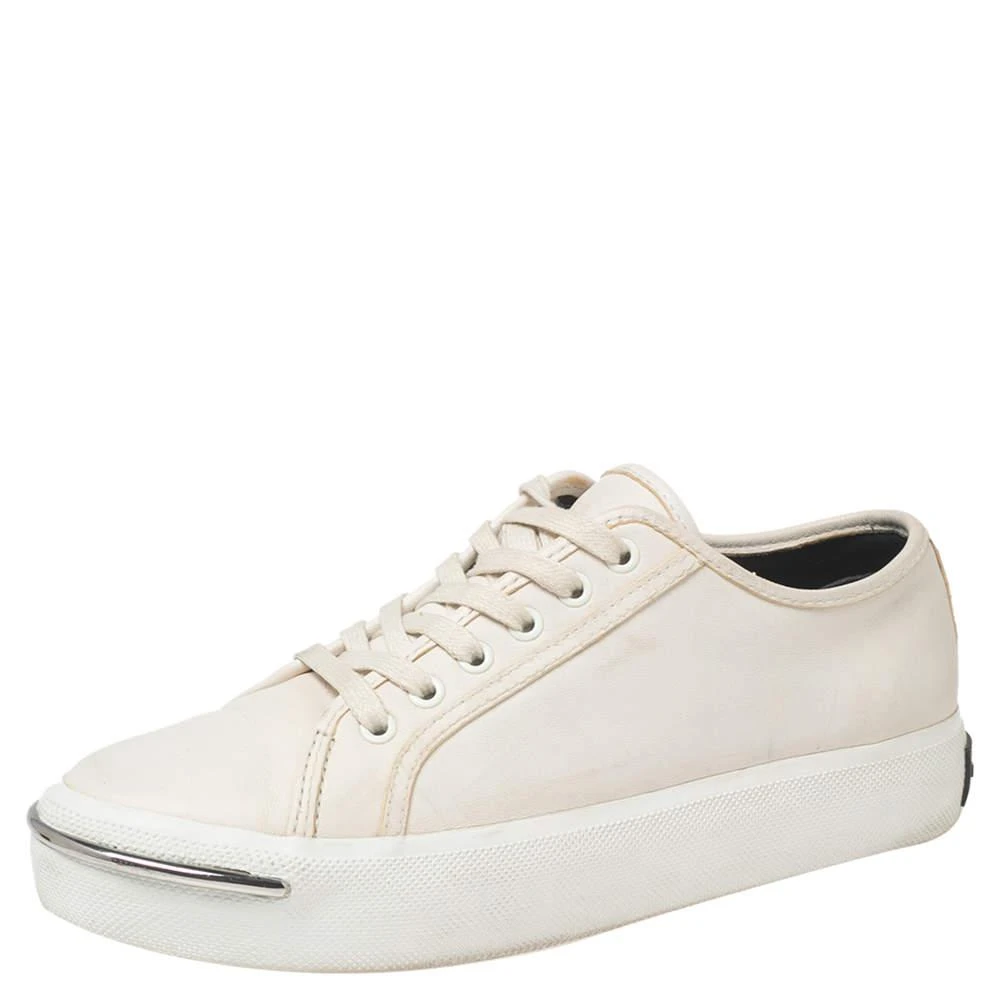 商品[二手商品] Alexander Wang|Alexander Wang White Leather Lace Up Sneakers Size 37,价格¥799,第1张图片