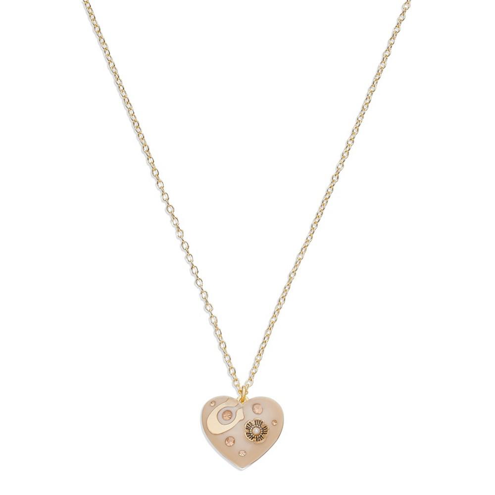Faux Stone Signature Resin Heart Pendant Necklace商品第1张图片规格展示
