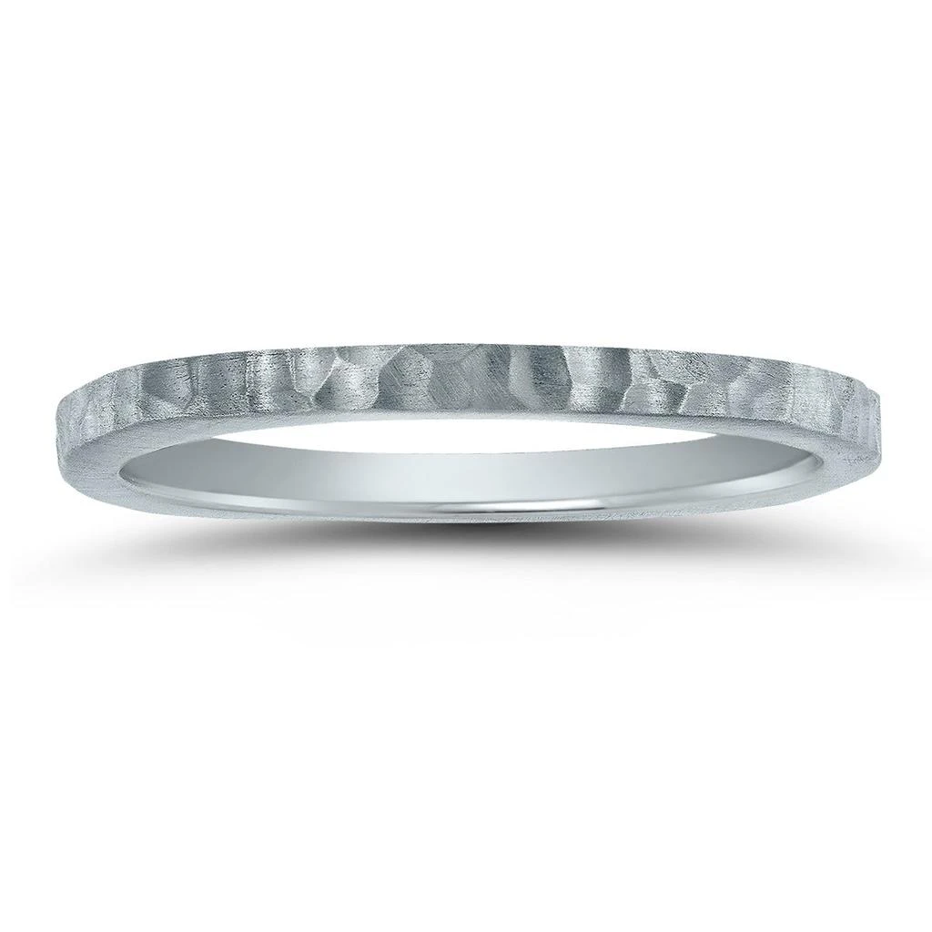 商品SSELECTS|Women's 4 Sided Thin 1.5Mm Hammered Wedding Band In 14K White Gold,价格¥2303,第1张图片