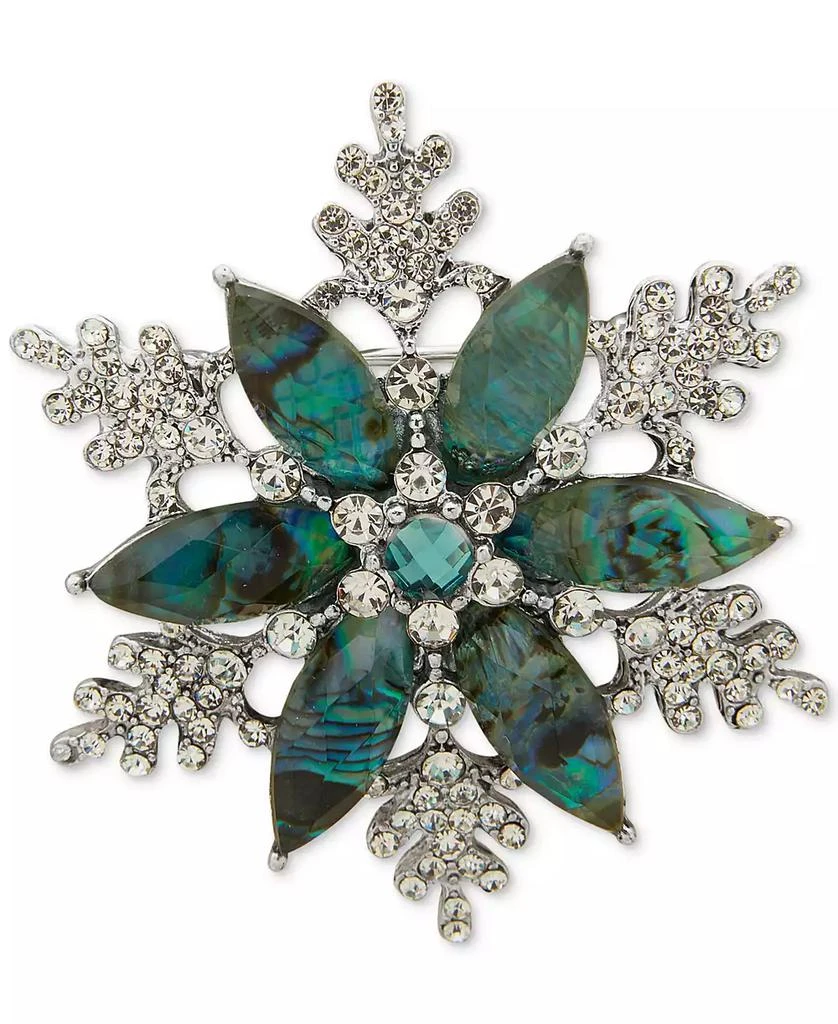 商品Anne Klein|Silver-Tone Blue Stone & Crystal Marquise Snowflake Pin,价格¥127,第1张图片