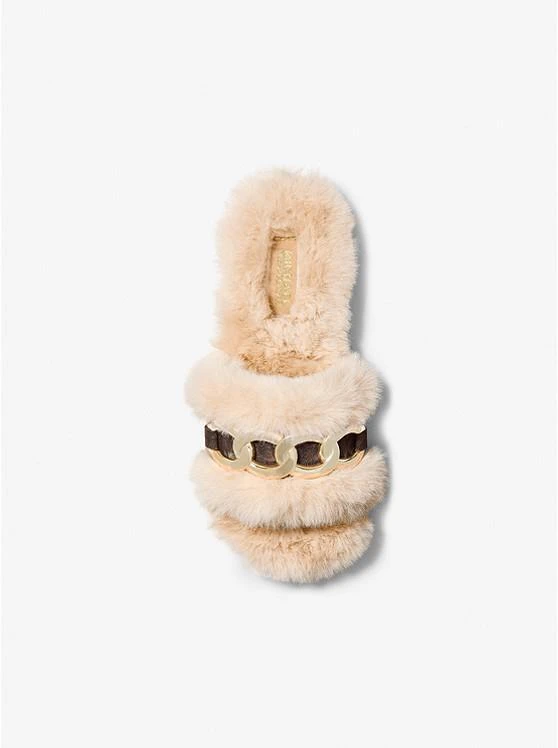 商品Michael Kors|Scarlett Chain Link Faux Fur Slide Sandal,价格¥291,第3张图片详细描述