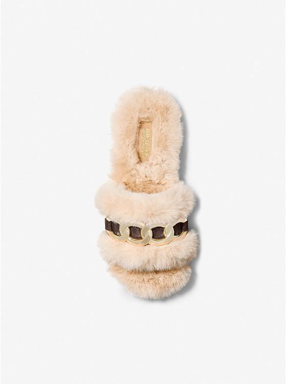 商品Michael Kors|Scarlett Chain Link Faux Fur Slide Sandal,价格¥585,第5张图片详细描述
