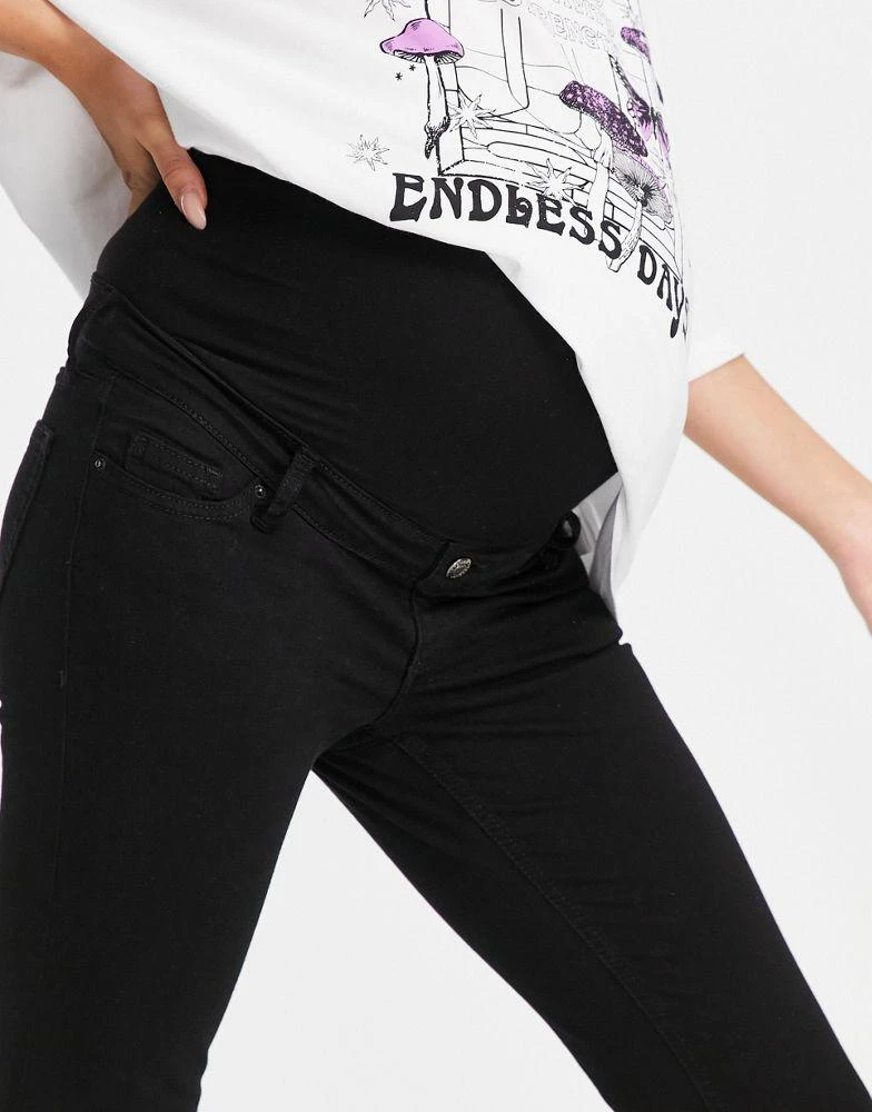 商品Topshop|Topshop Maternity over bump Jamie jeans with rips in black,价格¥160,第3张图片详细描述