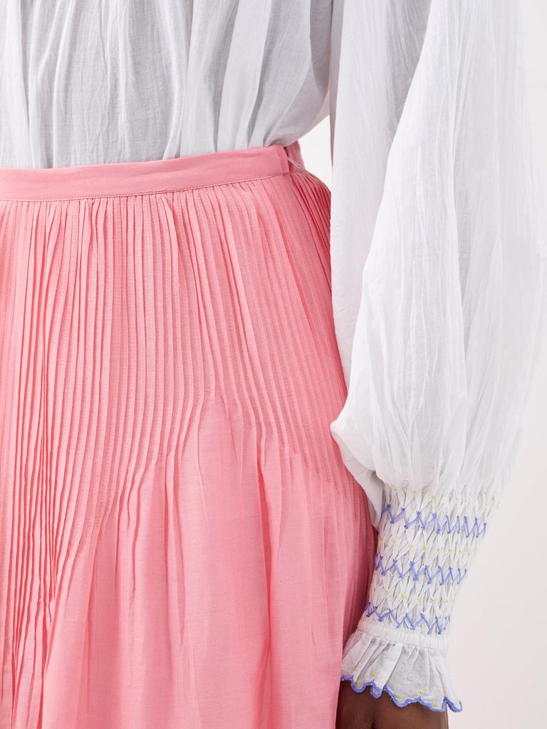 Verde pintucked cotton midi skirt商品第4张图片规格展示