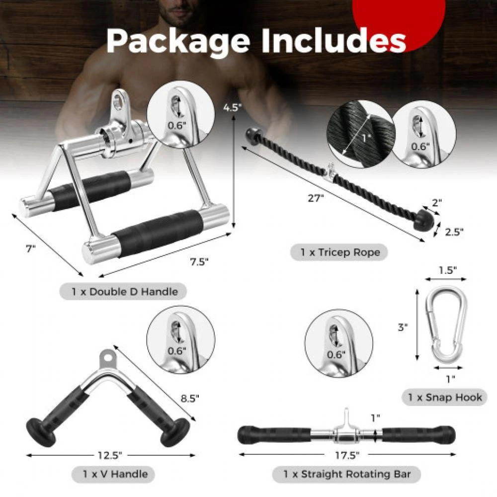 商品Hivvago|4-Piece Cable Machine Attachment Set for Home Gym,价格¥442,第3张图片详细描述