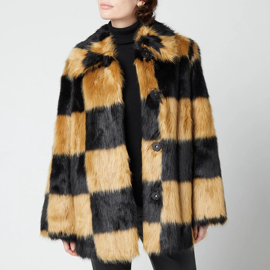 商品STAND STUDIO|Stand Studio Women's Nani Faux Fur Check Jacket - Black/Beige,价格¥3090,第1张图片