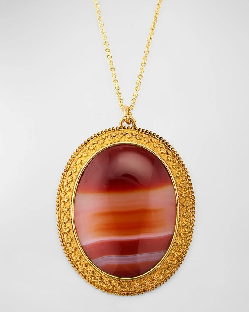 商品NM Estate|Estate 18K and 14K Yellow Gold Agate Victorian Brooch Pendant Necklace,价格¥34742,第1张图片