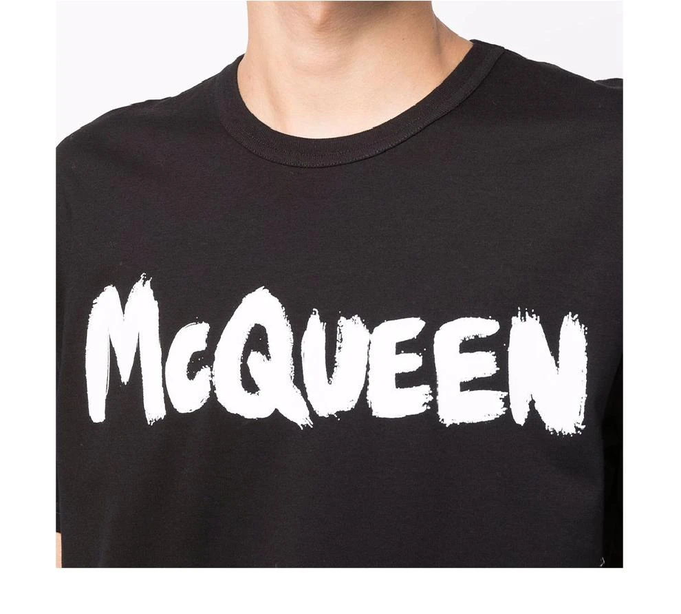 商品Alexander McQueen|黑色圆领纯棉logo印花T恤短袖 仅剩S码【香港仓极速发货】,价格¥2089,第5张图片详细描述