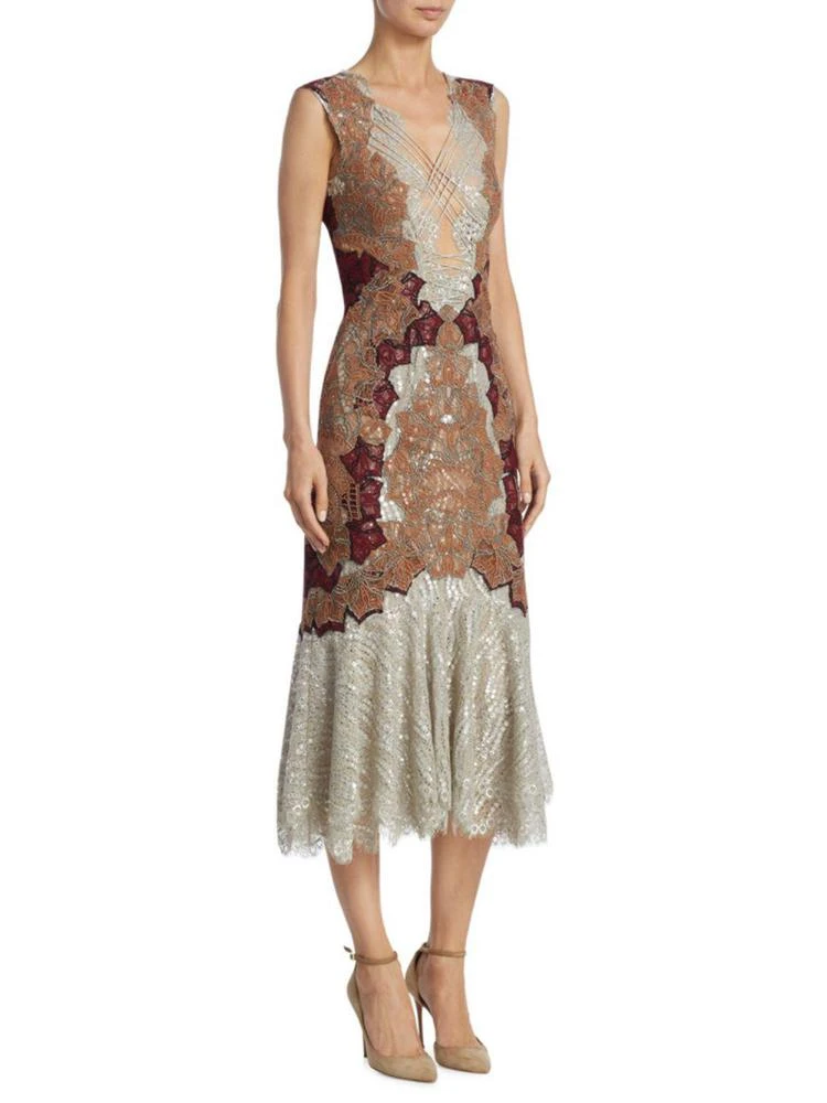 商品Jonathan Simkhai|Dimensional Lurex Applique Lace-Up Trumpet Dress,价格¥2912,第1张图片