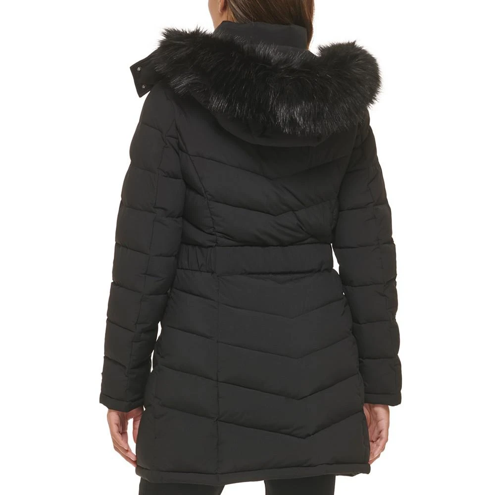 商品Tommy Hilfiger|Women's Belted Faux-Fur-Trim Hooded Puffer Coat, Created for Macy's,价格¥987,第2张图片详细描述