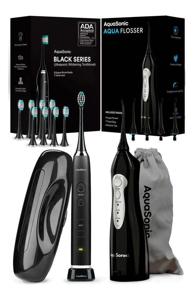 商品AquaSonic|Black Series Toothbrush & Black Aquaflosser Bundle,价格¥456,第1张图片